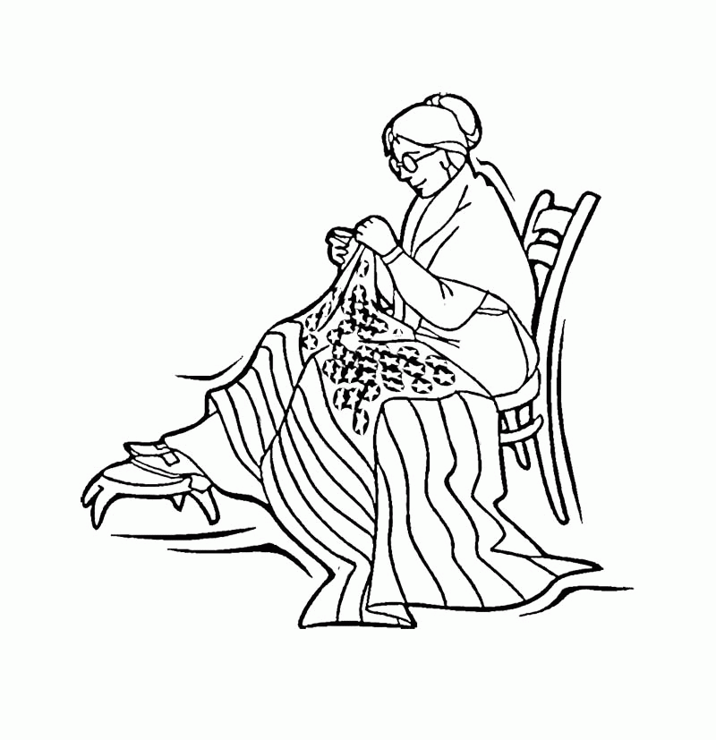 Betsy Ross Sewed With A Relaxed And Calm Coloring Page - Figure 