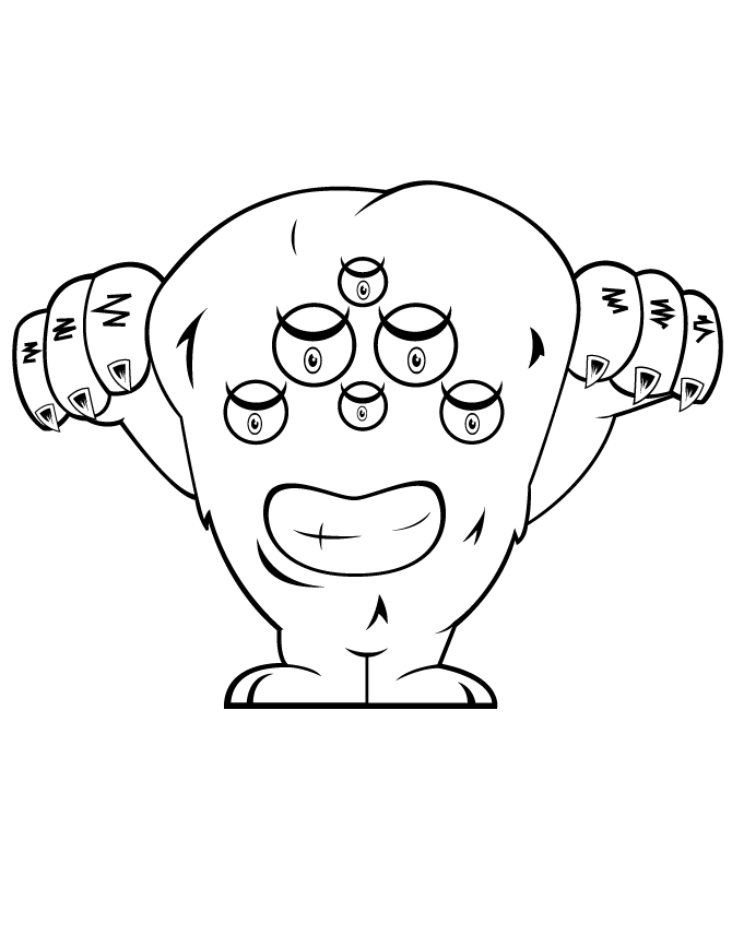 Six Eyed Monster Coloring Page | Free Printable Coloring Pages