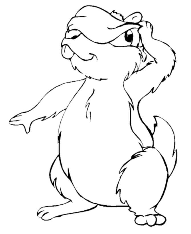 Groundhog Day Coloring Pages - Groundhog peeks from under a 