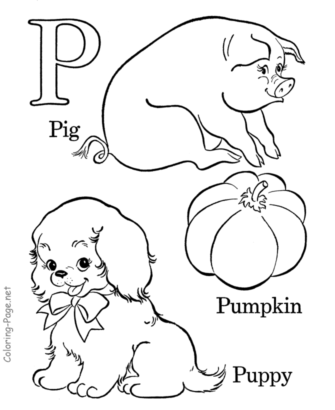 Alphabet Coloring Book Page - Letter P - Coloring Home