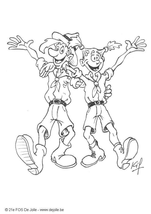 Coloring page scouts boy and girl - img 4752.