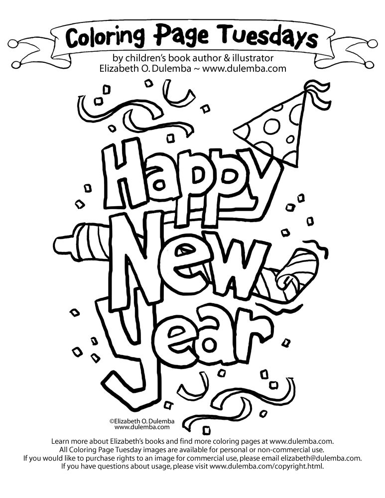 New Year's Eve / Day Coloring Pages - part I