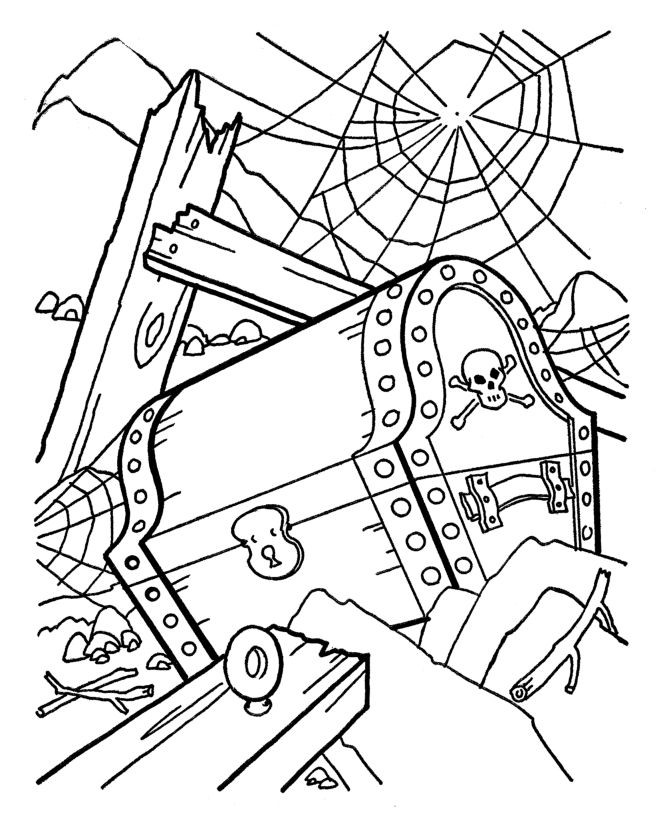 Pirate Treasure Chest Coloring Page | download free printable 