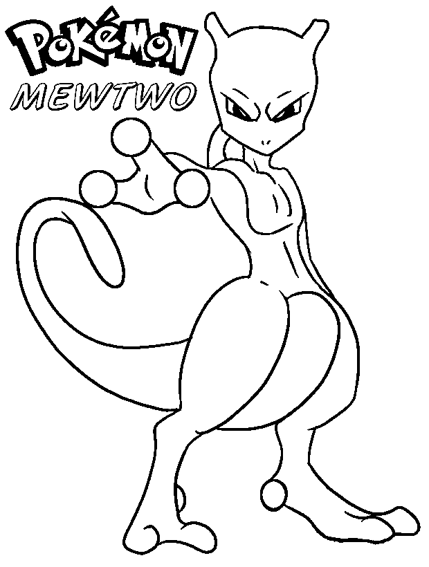 Pokemon Mewtwo coloring page to print and free download