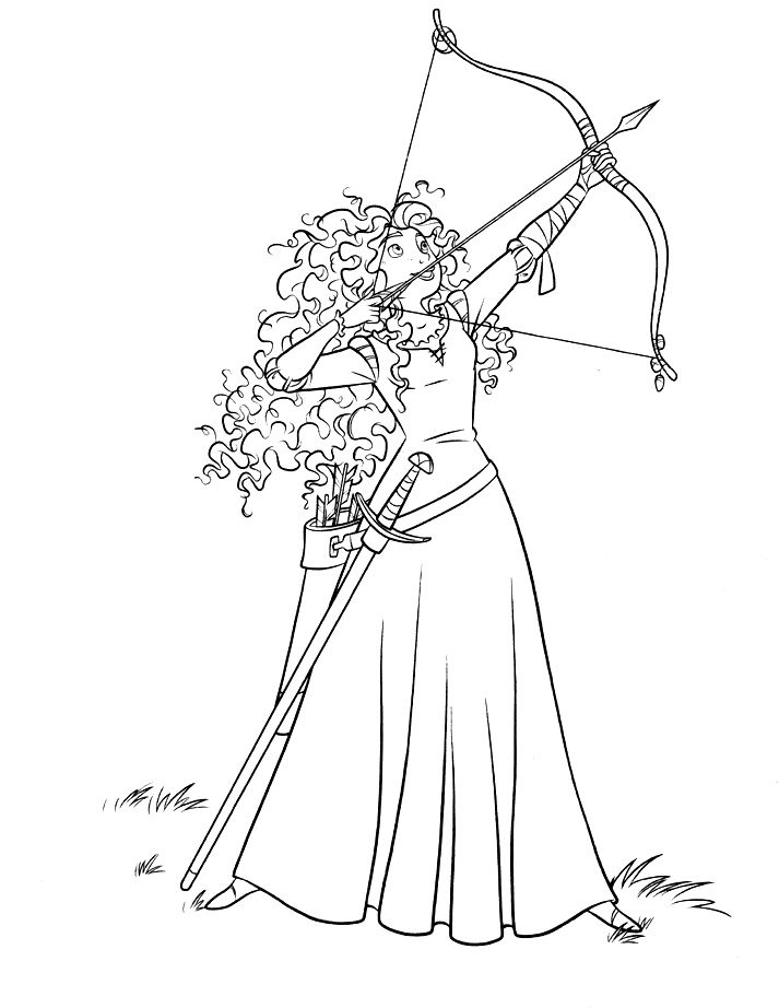 Disney Princess Merida Are Archery Coloring Pages - Disney 