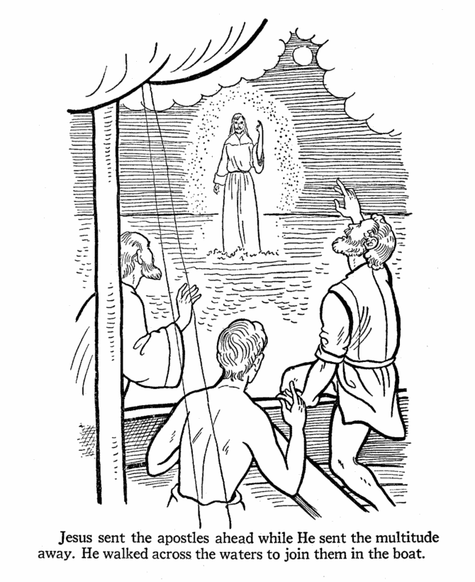 Jesus Walking On Water Coloring Page - Coloring Home