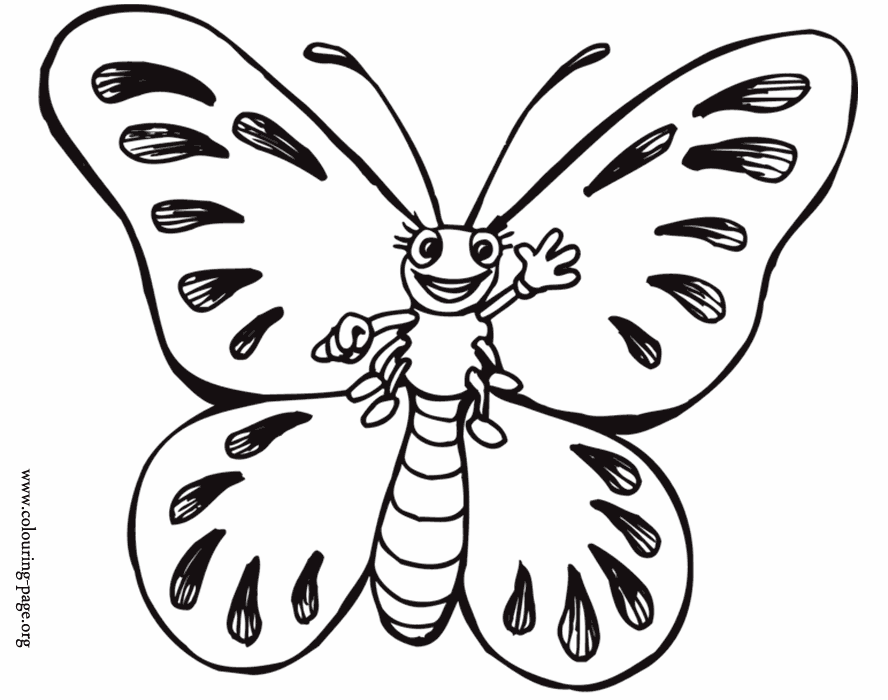 Butterflies - A cute waving butterfly coloring page