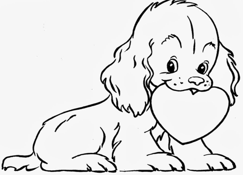 Cute Dog With Love Animal Coloring Pages For Valentine Day Best 