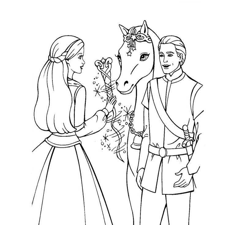 Barbie And Magic Horse Coloring Pages : Princess and Magic Horse 