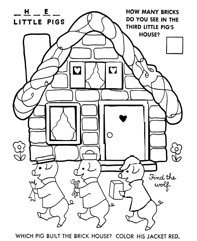 Home Activity Sheets Coloring Pages 3 Pigs Three Pigs Dancing 