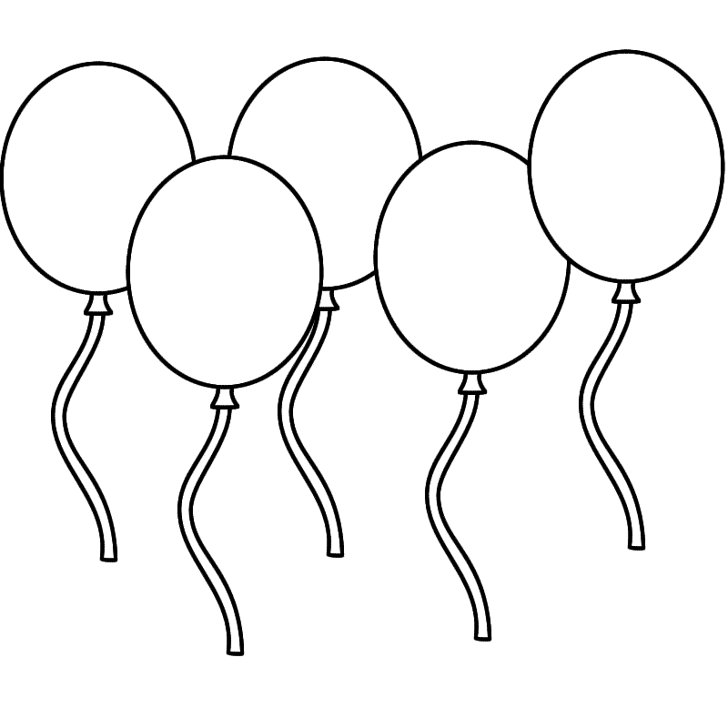 Five Balloons - Coloring Page (Canada Day)