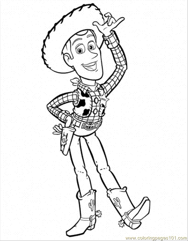 Coloring Pages Sheriff Woddy Say Hi (Cartoons > Toy Story) - free 