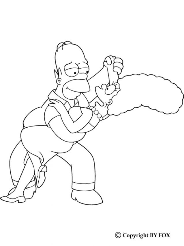 HOMER coloring pages - Homer dancing with Marge