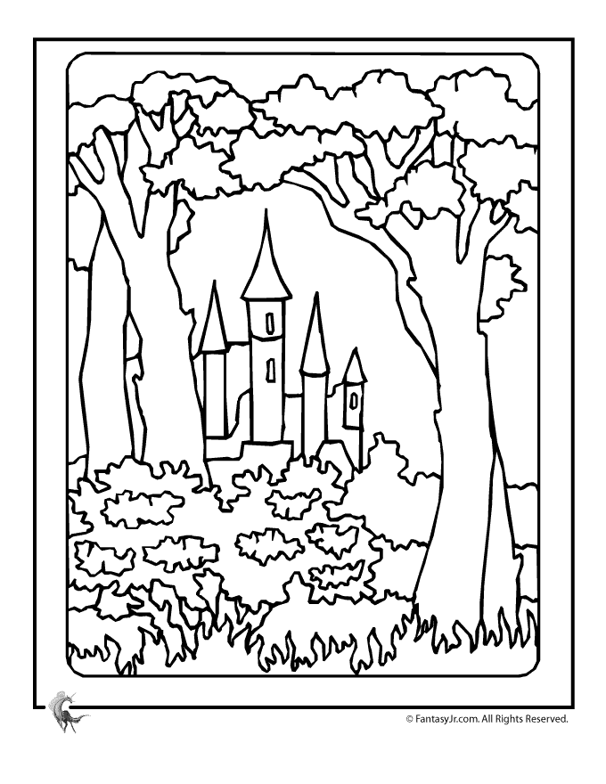 Castle Coloring Pages Castle in the Woods Coloring Page ... | Manch P…