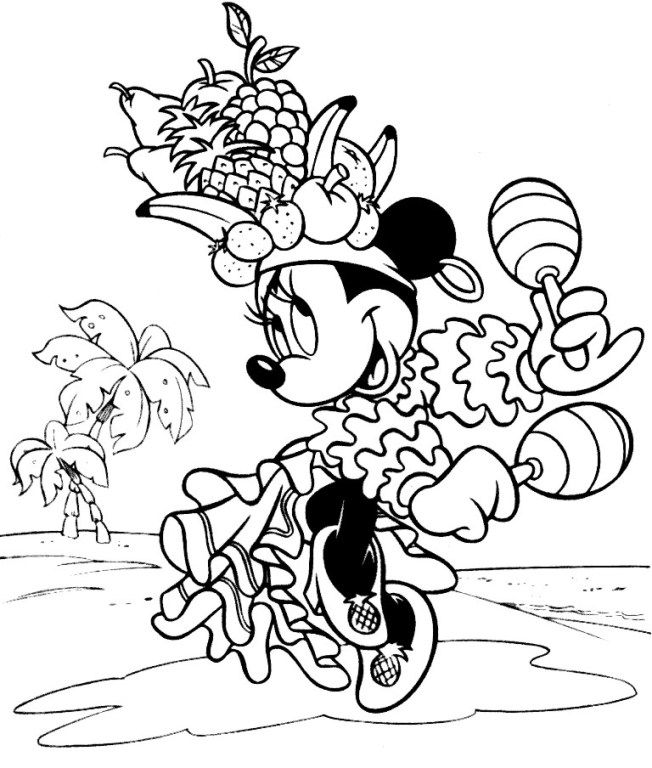 Minnie Doing Fruit Salsa Coloring Page | Kids Coloring Page