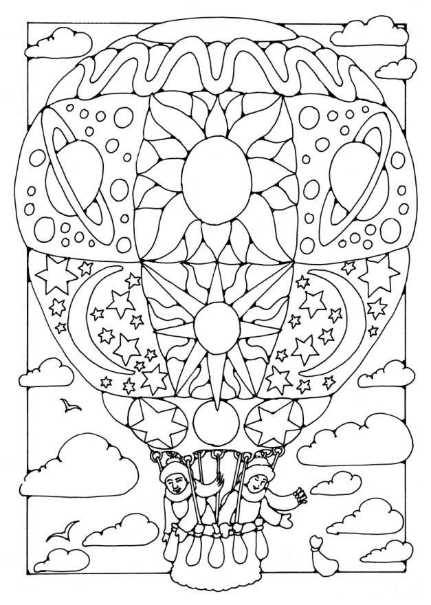 coloring-page-hot-air-balloon | things grandkids would love | Pintere…