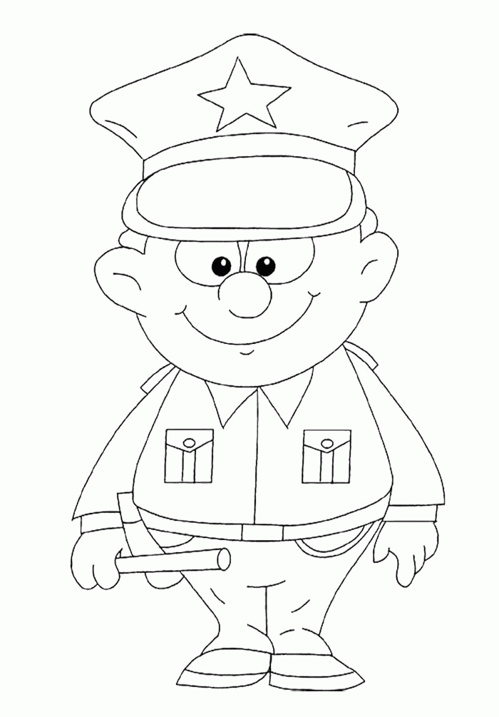 Strong Policeman Coloring Page For Kids - Police Coloring Pages 