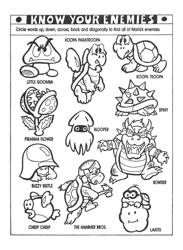 nitendo Colouring Pages