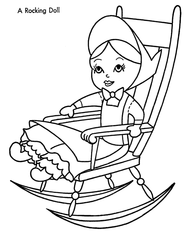 Christmas Toys Coloring Pages - Rocking Doll Christmas Coloring 