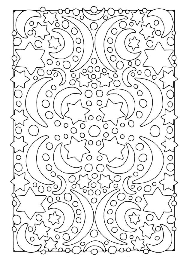 Coloring page night - moon and stars - img 21909.