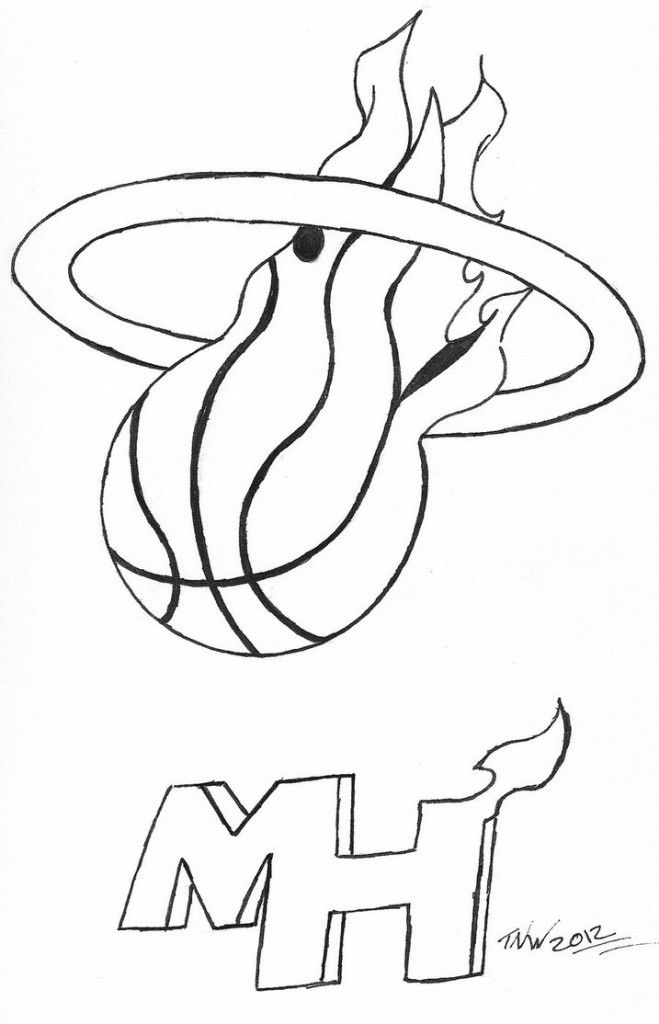 Miami Heat Coloring Pages Home Basketball Kids
