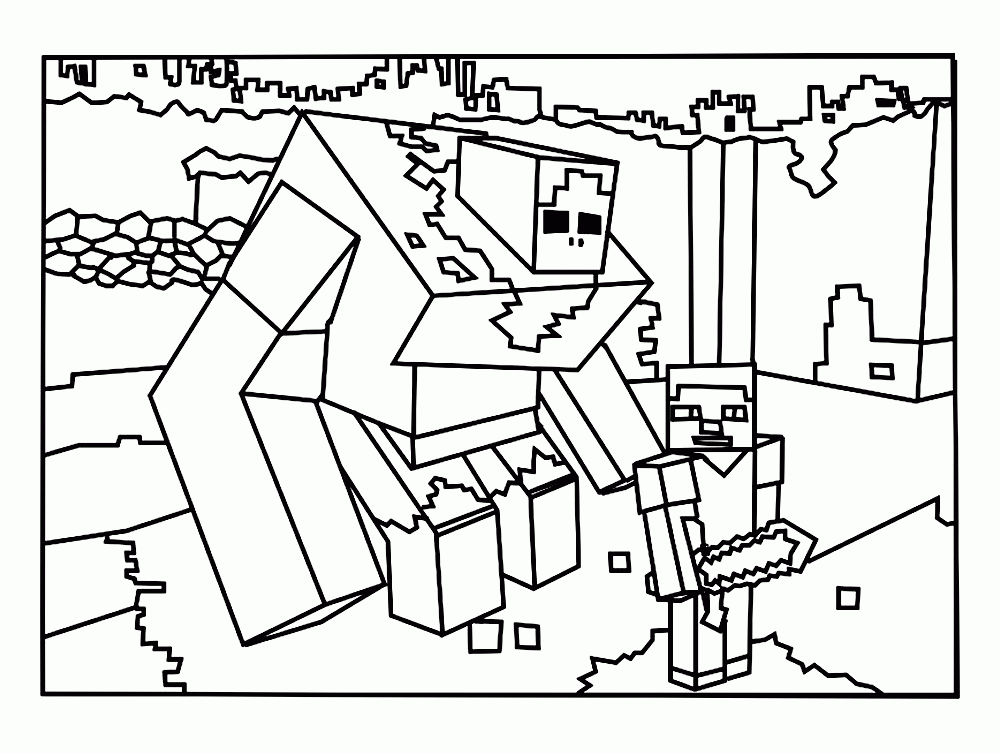 team crafted minecraft Colouring Pages