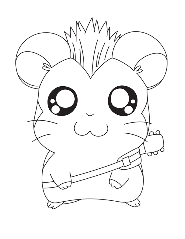 Hamtaro and Guitar Coloring pages Free : New Coloring Pages