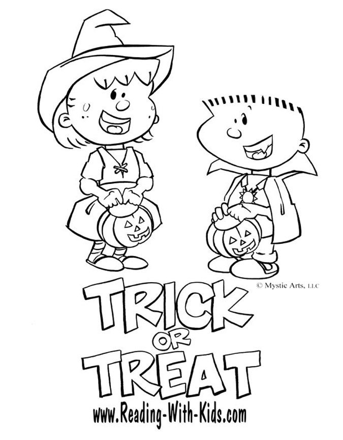 Halloween Trick Or Treat Printable Coloring Pages