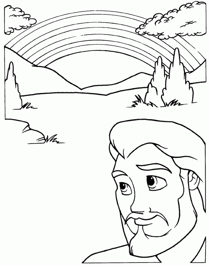 noah and the rainbow Colouring Pages (page 2)