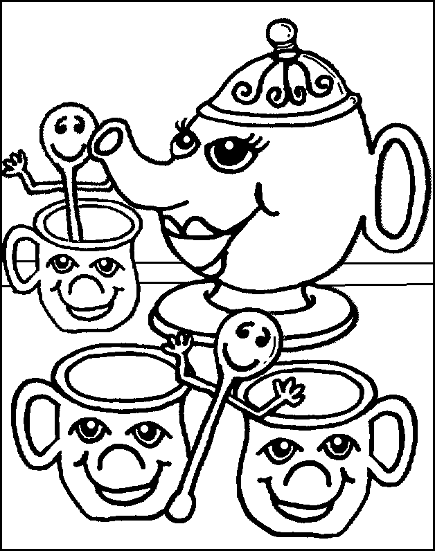 Tea Party Coloring Page - Coloring Home