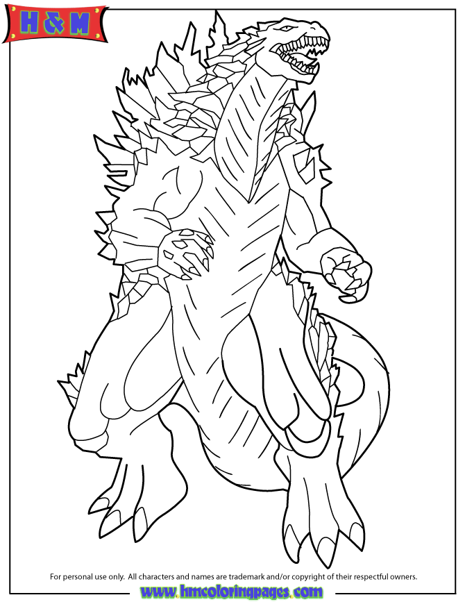 2014 Godzilla Movie Poster Coloring Page | HM Coloring Pages