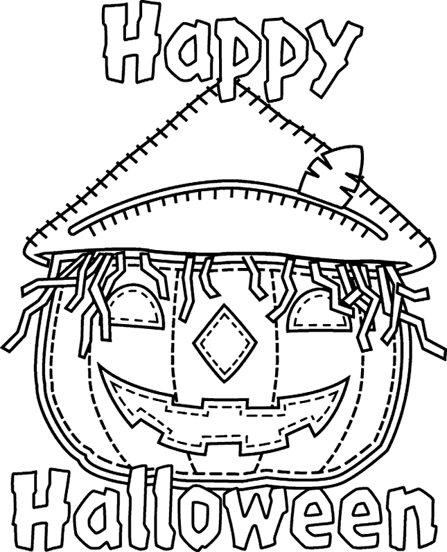 happy halloween pumpkin coloring page : New Coloring Pages