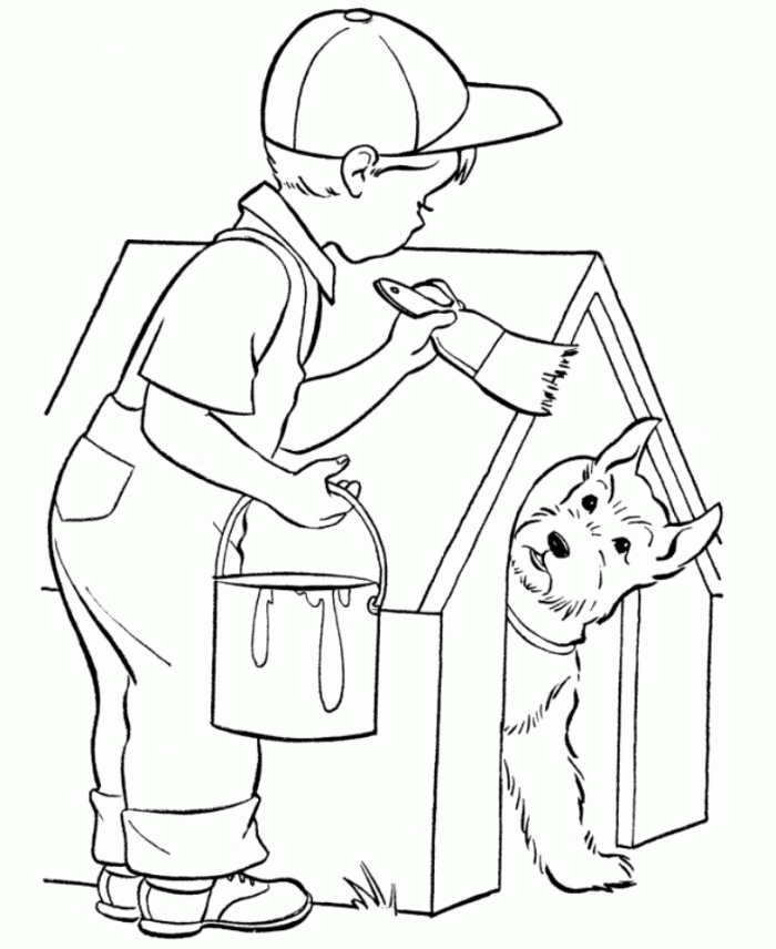 Dog House Coloring Pages Home Painting Animal Houses