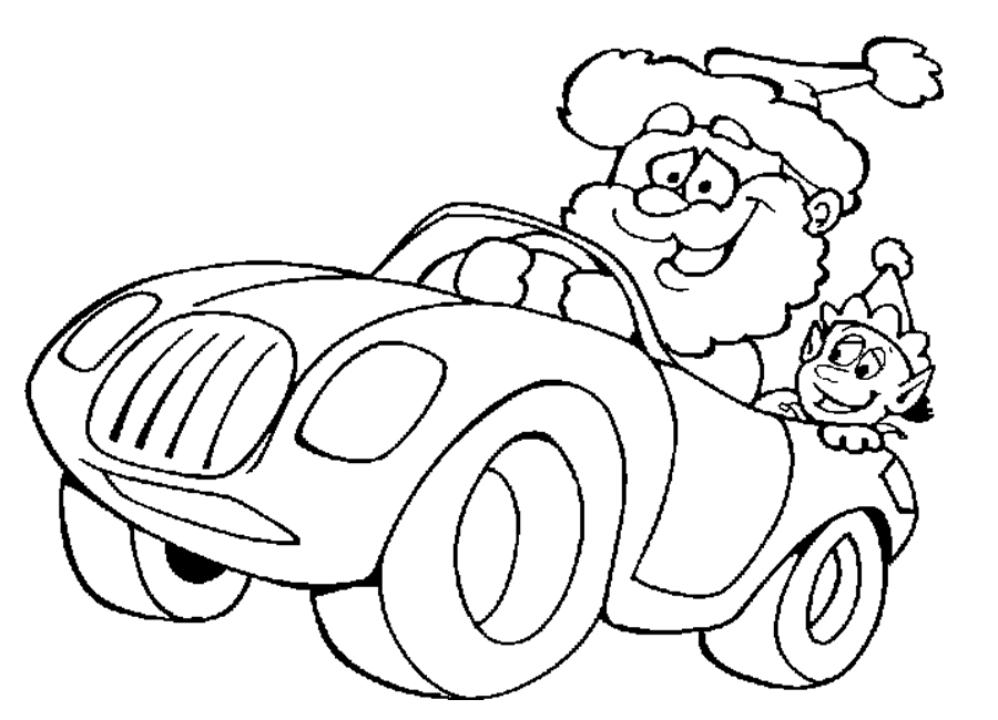 Free Santa and Elf in Car Coloring Sheet - Homeschool Helper