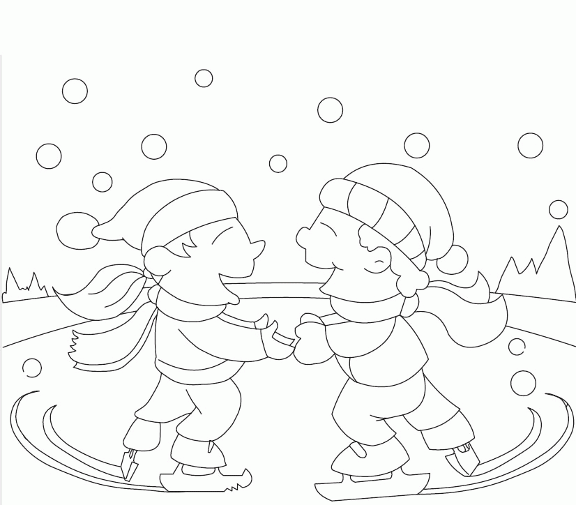 Tom And Jerry Are Playing Ice Skating Coloring Pages - Tom And 