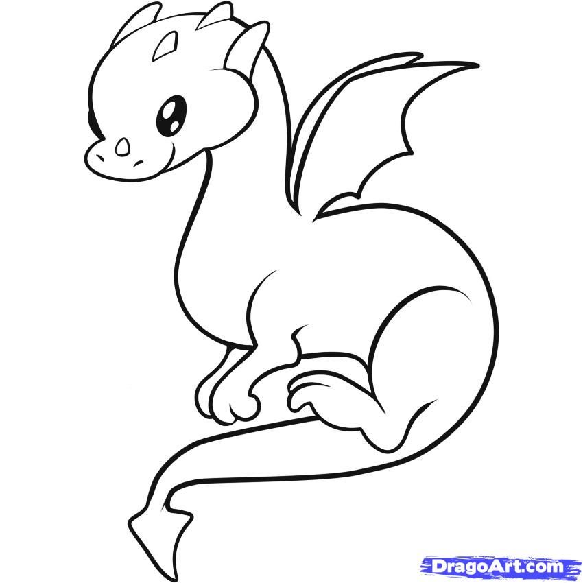 Dragon Coloring Pages Easy Cute Baby Dragon Drawings Choose A