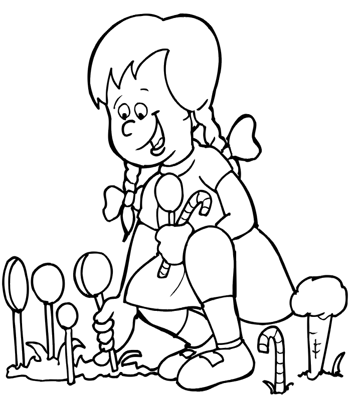 Hansel and Gretel Coloring Page | Gretel Finding Candy