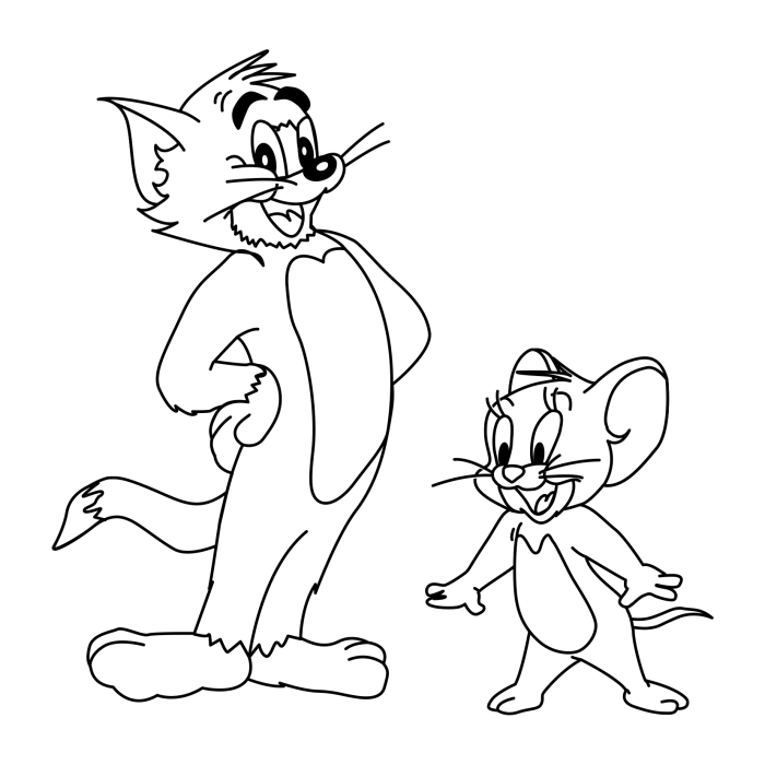 Tom Jerry Drawing Coloring Home Page Cartoon Pages Gambar Hitam