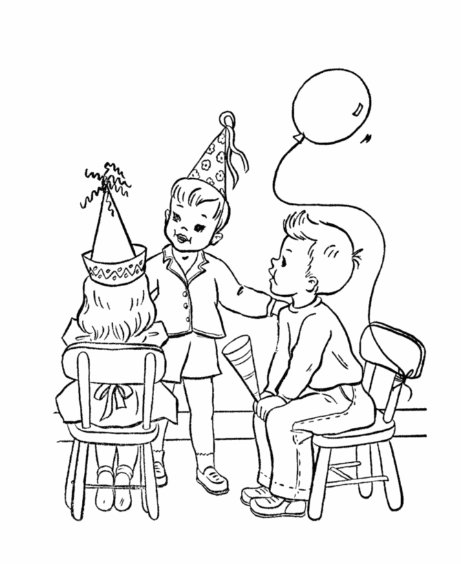 BlueBonkers - Kids Birthday Party Coloring Page Sheets - friends 