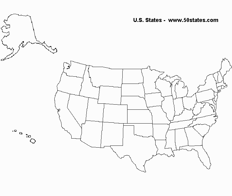 Unlabeled Map Of Usa - Coloring Home