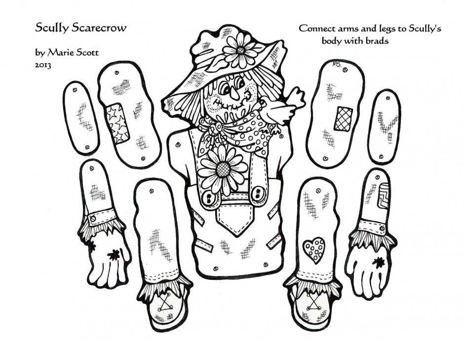 Horn Of Plenty With A Scarecrow Coloring Page 184540 Scarecrow 