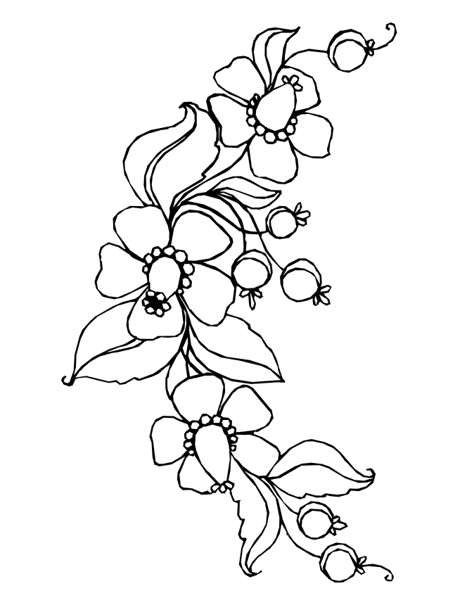 Spring Flowers Coloring Page | Garland Of Flowers
