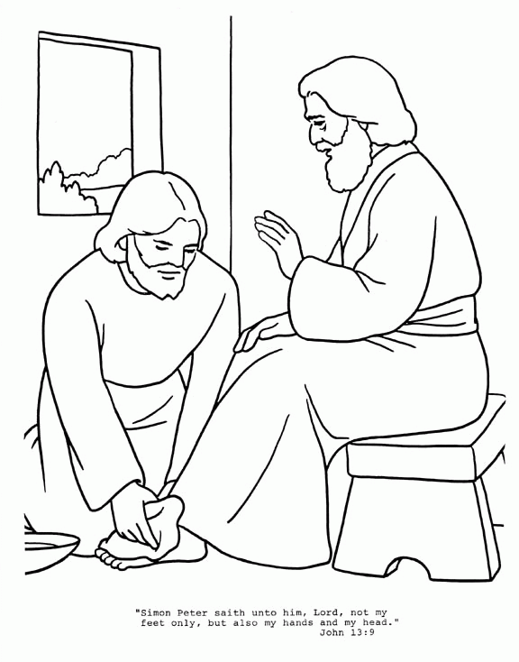 Jesus Washes The Disciples Feet Coloring Page Coloring Home