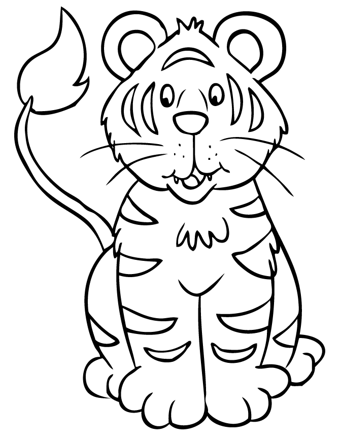 Super Cute Tiger Coloring Page | Free Printable Coloring Pages