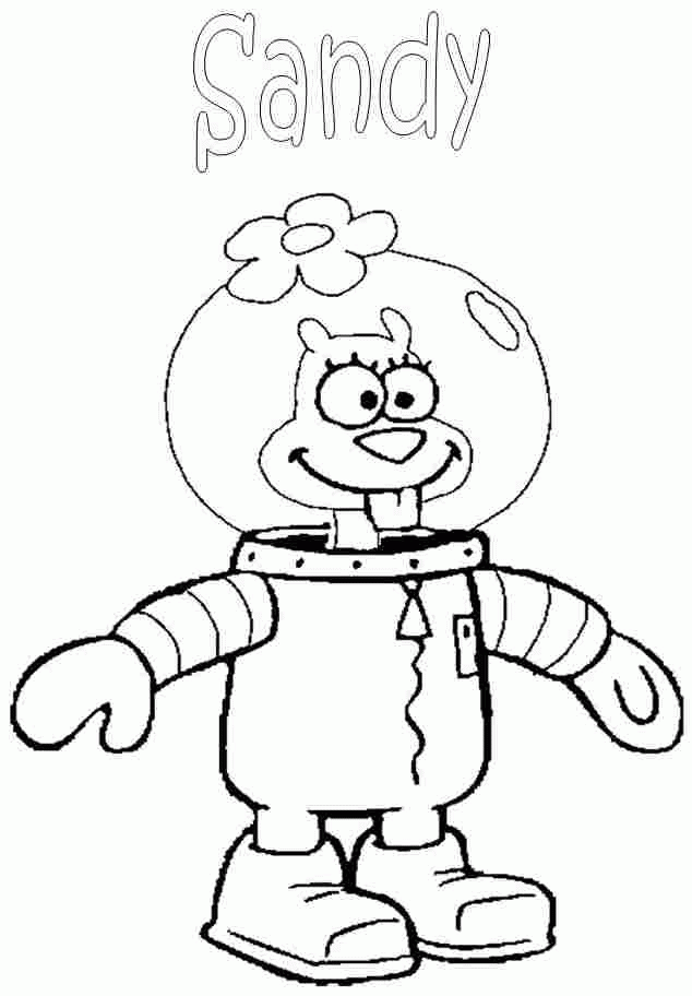 Colouring Pages Cartoon Spongebob Sandy Cheeks Printable For 