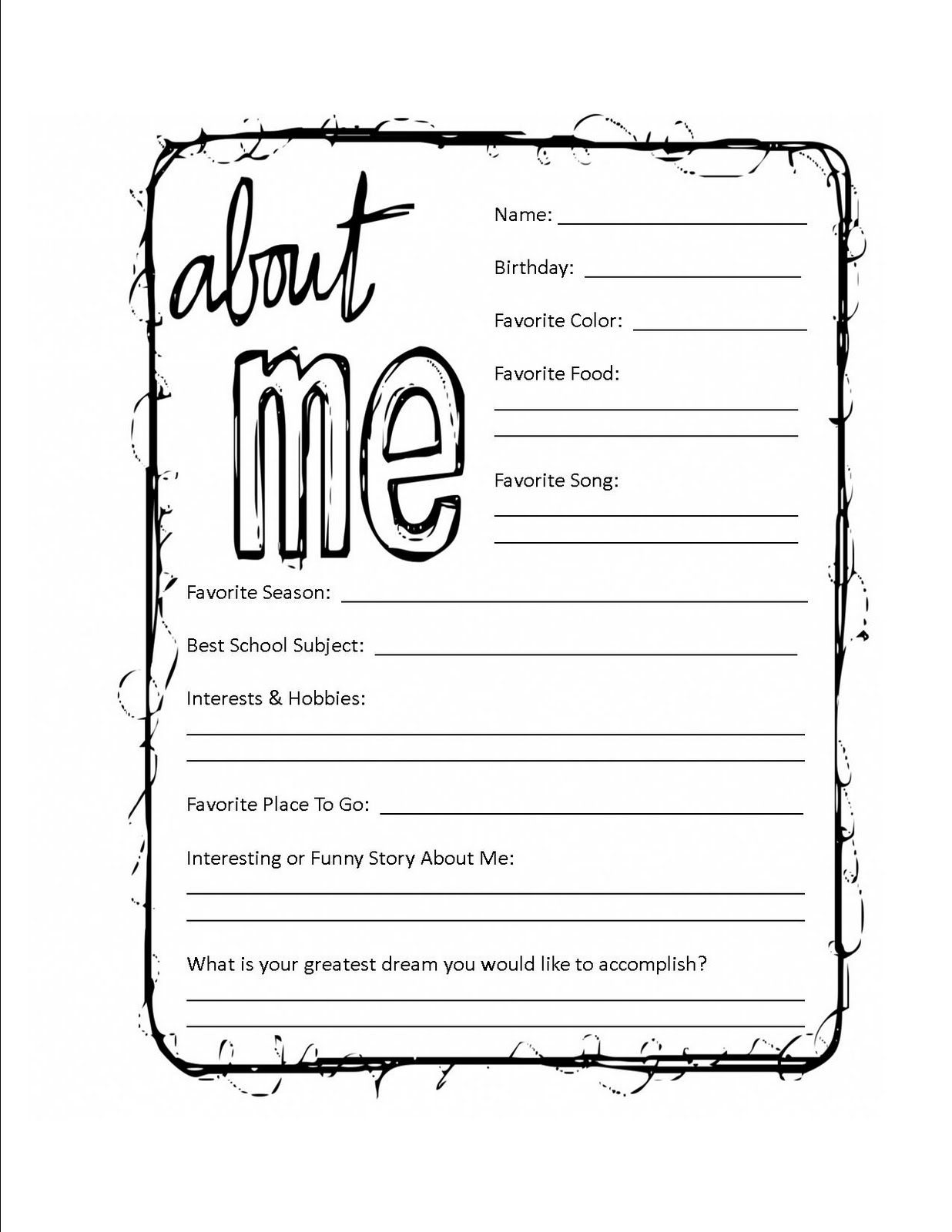 All About Me Coloring Pages Coloring Home