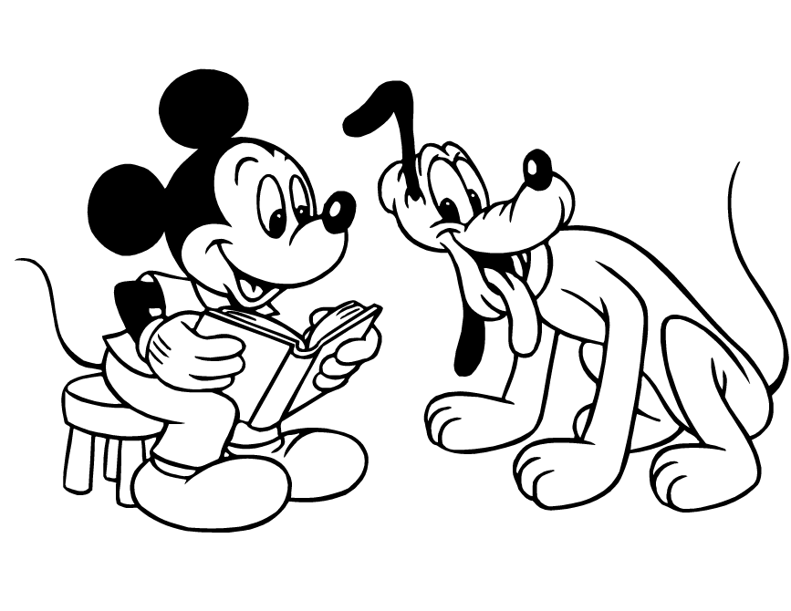 Mickey Mouse Hugging Pluto Dog Coloring Page | Free Printable 