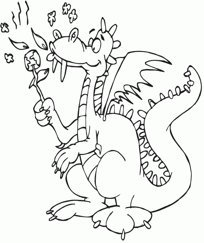 Fire Breathing Dragon Coloring Pages - Dragon Cartoon Coloring 