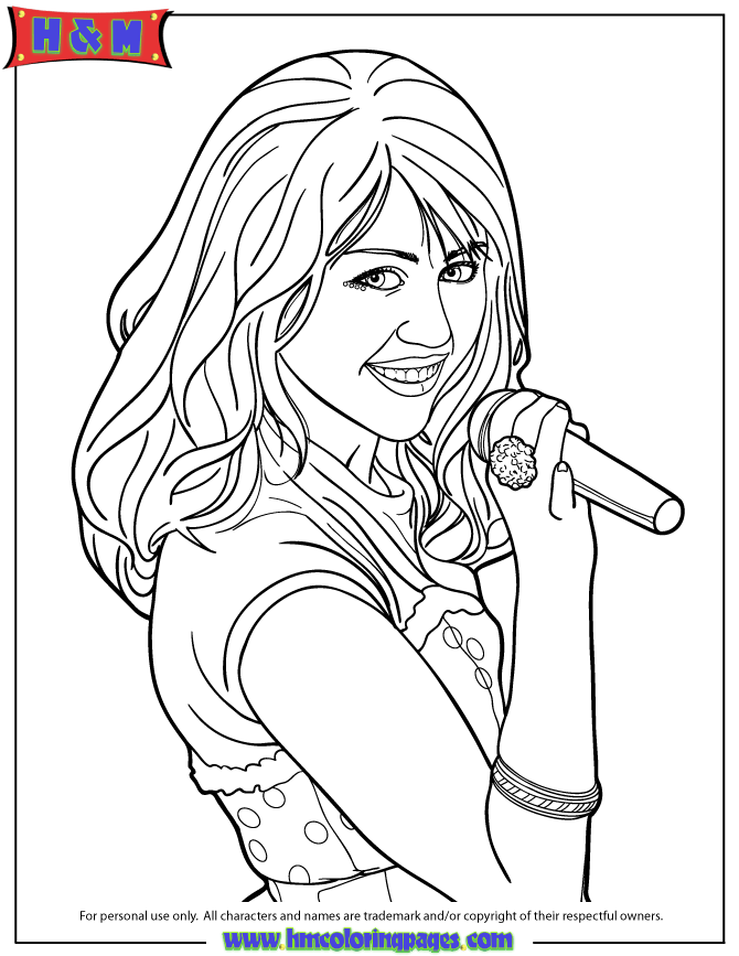 Hannah Montana Singing With Microphone Coloring Page | H & M ...