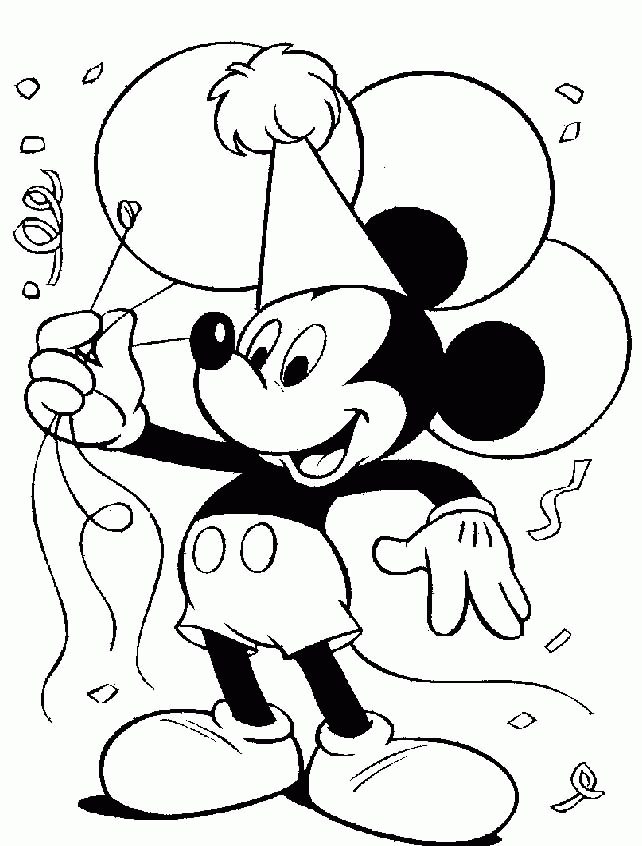 Mickey Mouse Carrying Balloons Coloring Pages For Kids #e9v ...